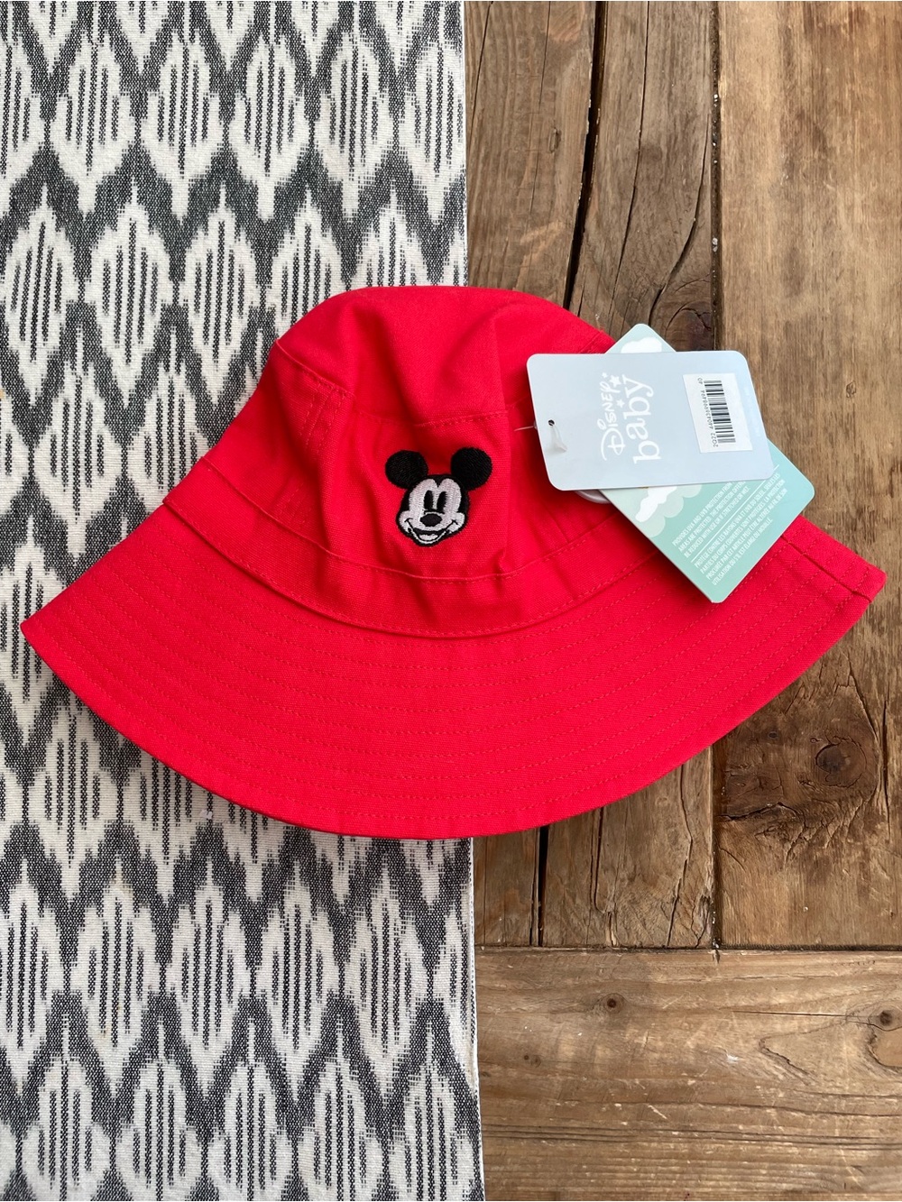 NWT: Disney Baby - Red Mickey Mouse Bucket Sun Hat UPF 50+